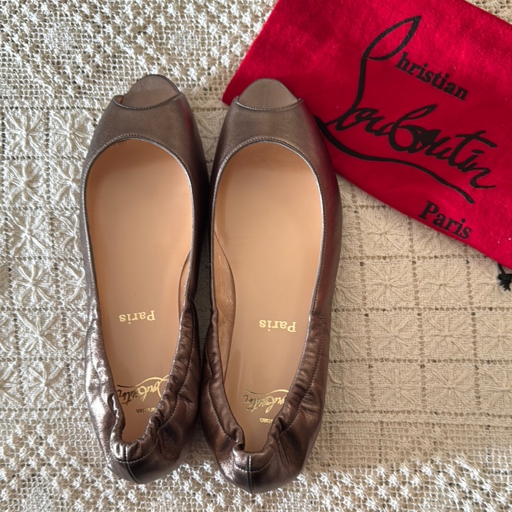 Christian Louboutin Bronze Ballet Flats